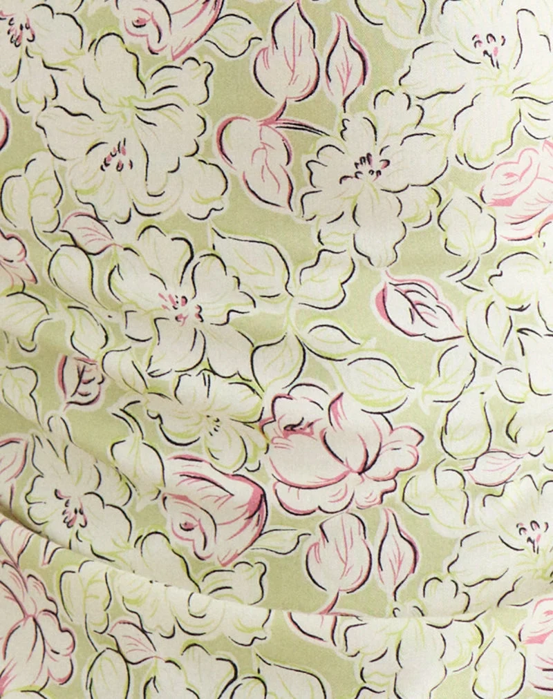 Haut Giulia à nouer dans le dos, couleur vert « Blooming Lily »