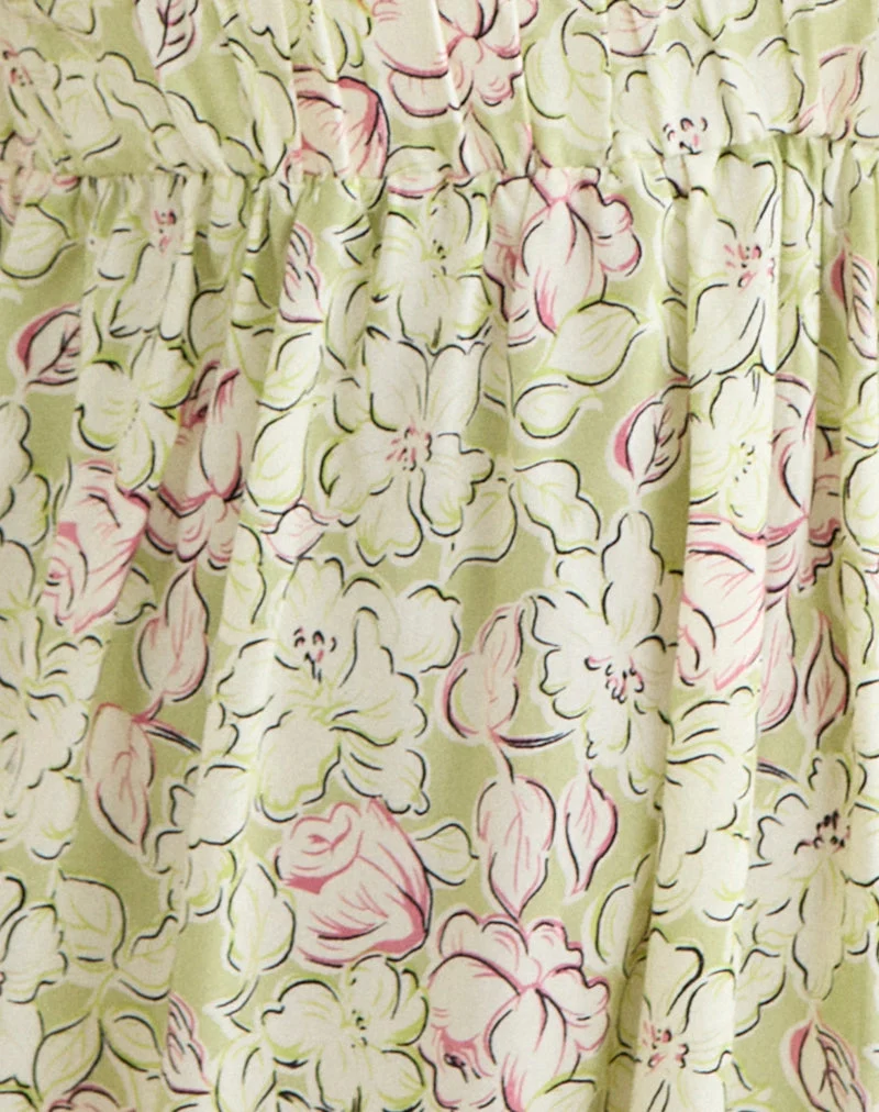 Mini-robe Amibeth, couleur vert lys en fleur