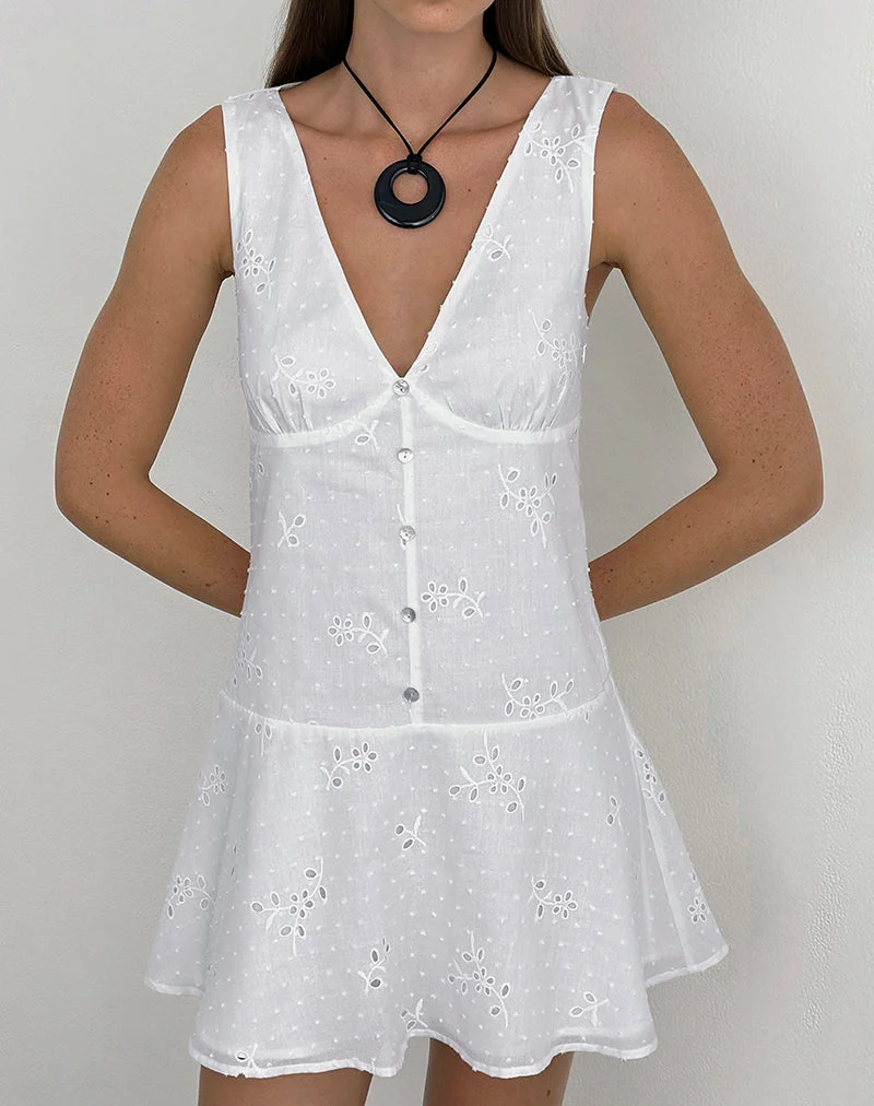 Mini-robe Raspati en broderie blanche