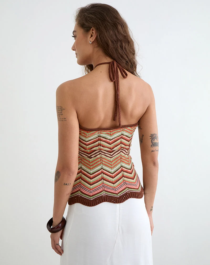 Haut dos nu Anona à rayures multicolores vertes