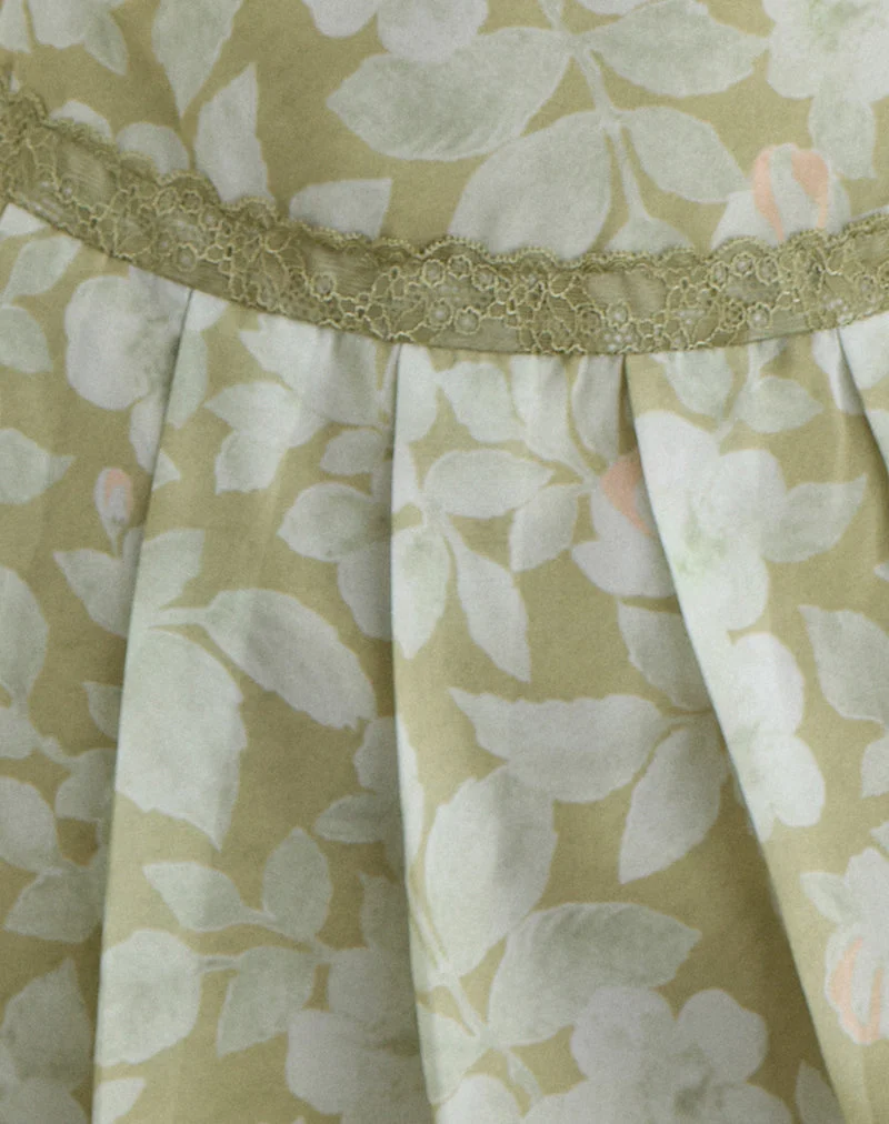 Mini-robe Qaireen vert pâle à fleurs