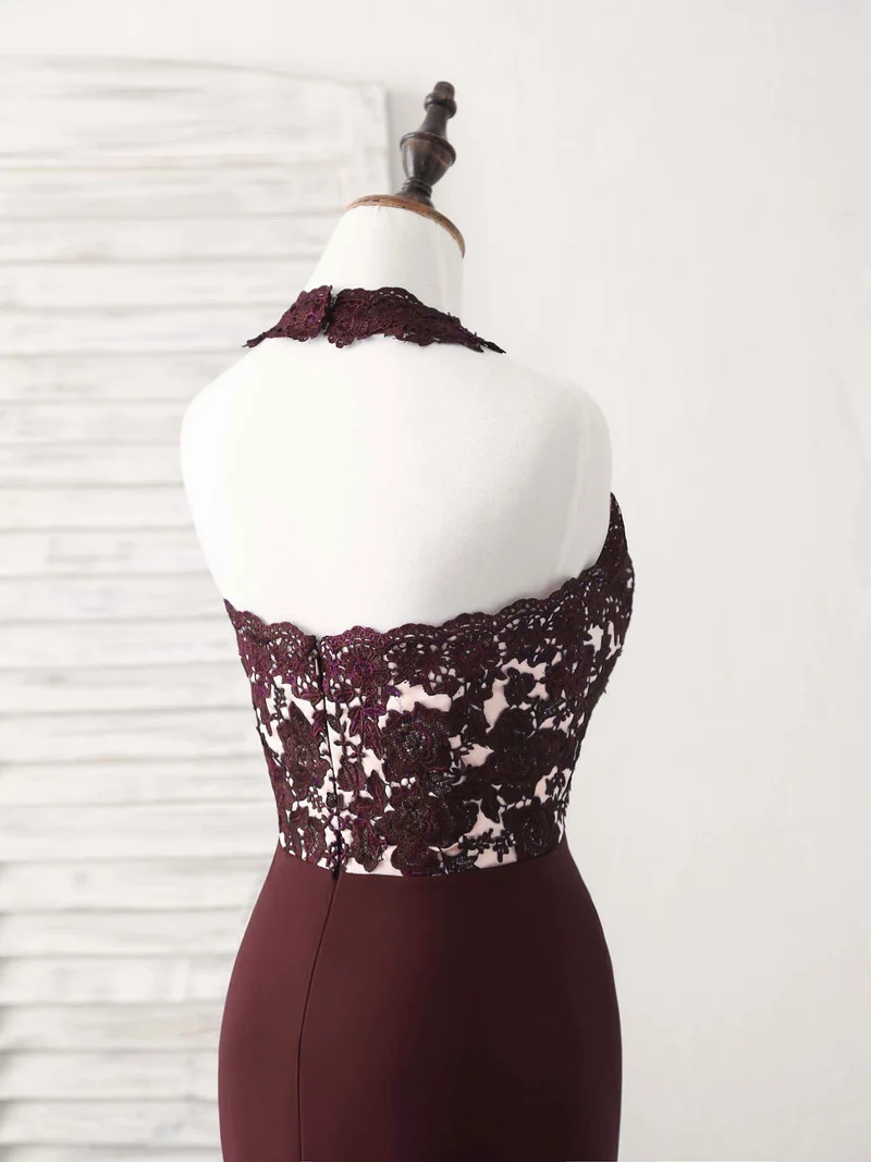 Robe de bal sirène élégante en dentelle bordeaux : robe de demoiselle d'honneur idéale pour les occasions spéciales