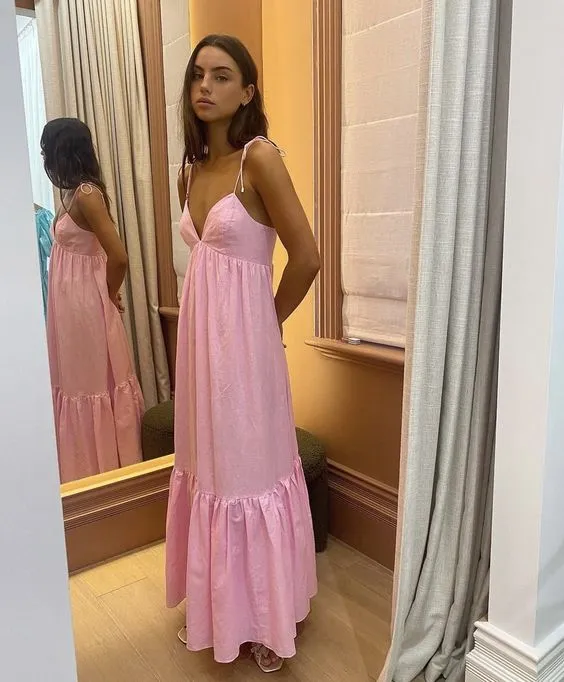 Robe de bal longue rose élégante - Idéale pour les occasions spéciales