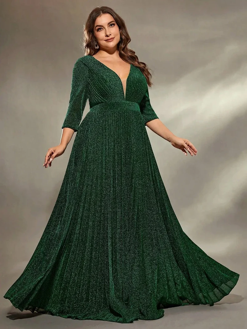Robe de soirée grande taille verte pour mariage