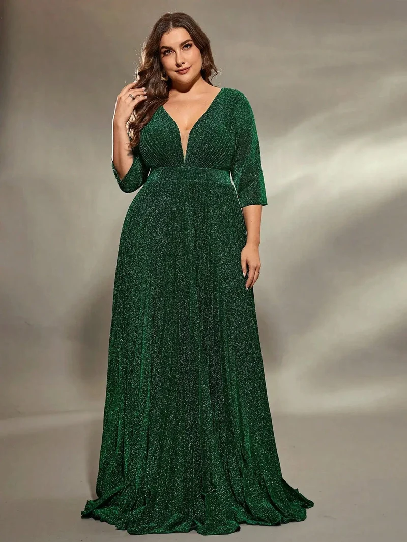 Robe de soirée grande taille verte pour mariage