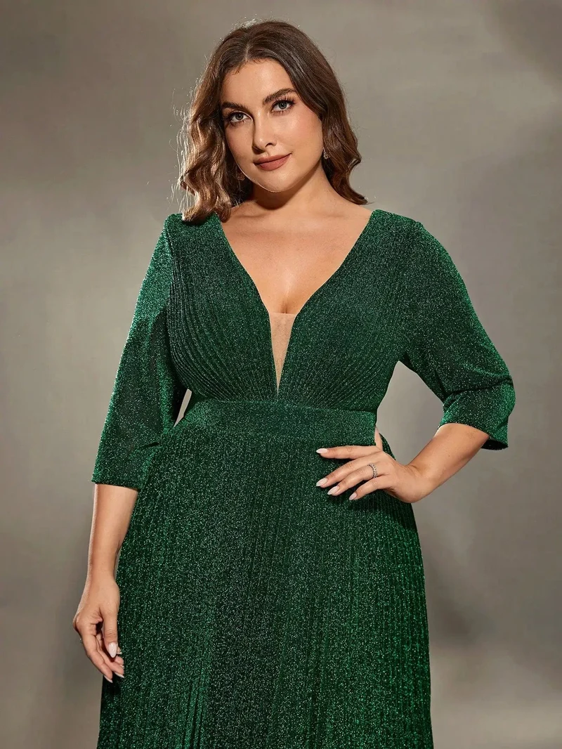 Robe de soirée grande taille verte pour mariage