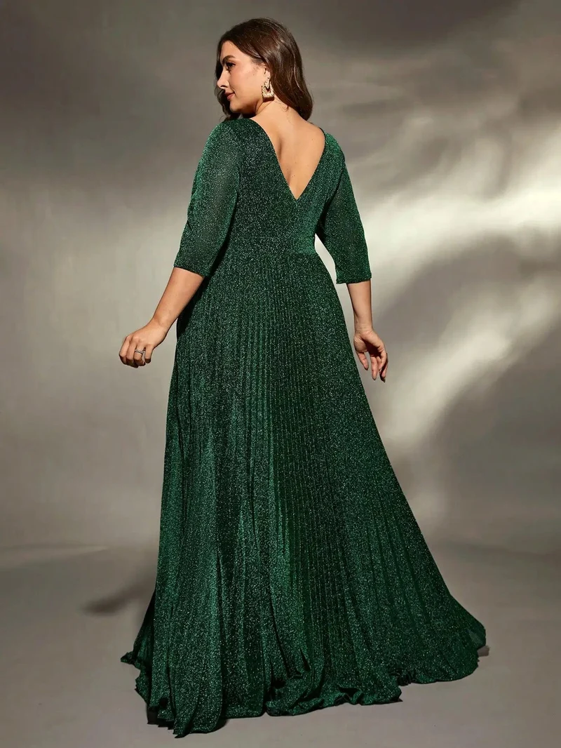 Robe de soirée grande taille verte pour mariage