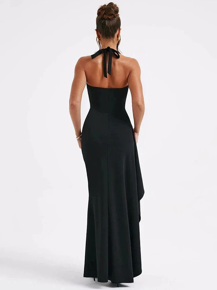 Robe longue bordeaux fendue