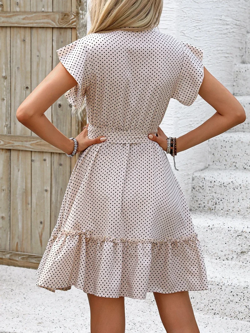 Robe champêtre beige à pois