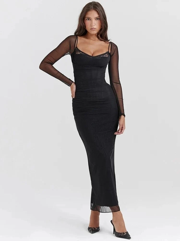 Robe de soirée manche longue