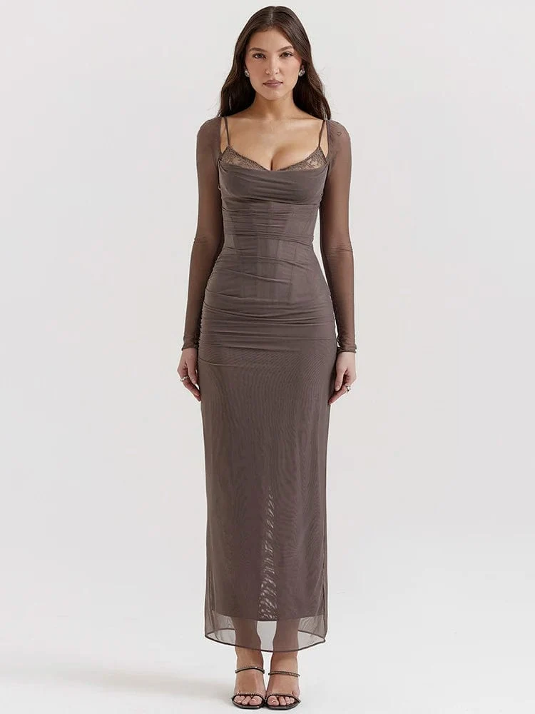 Robe de soirée manche longue