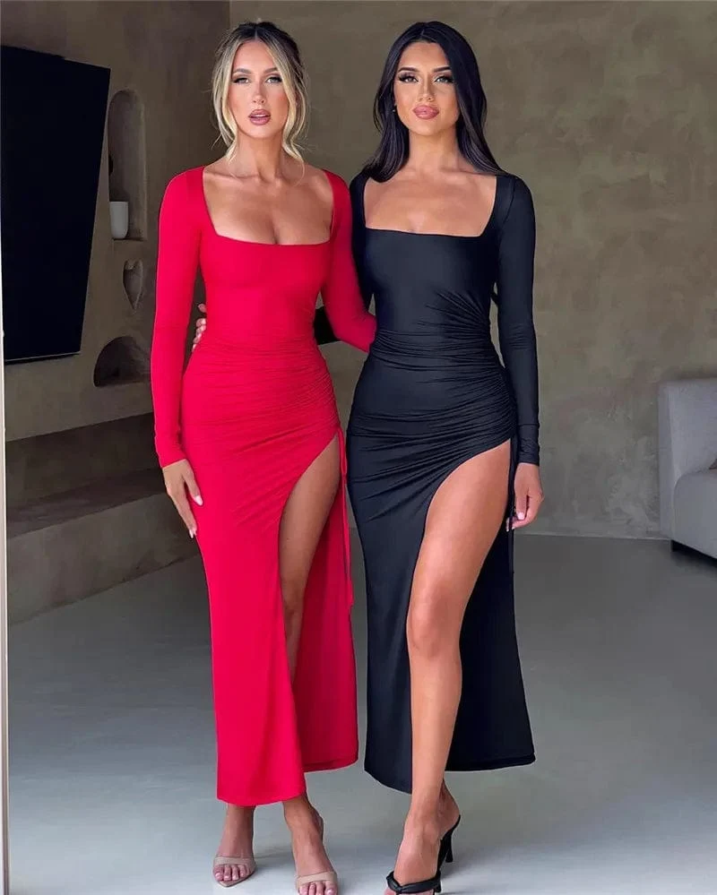 Robe de soirée longue fendue