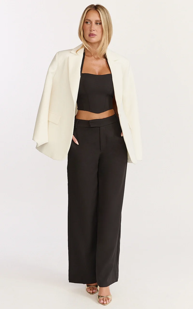 Karina Pants - High Waist Wide Leg Pants in Black