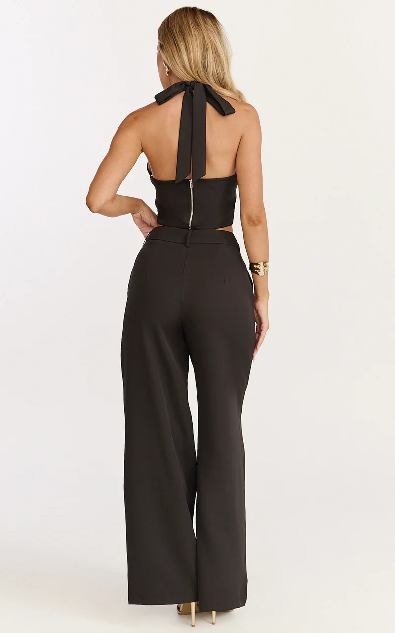 Karina Pants - High Waist Wide Leg Pants in Black