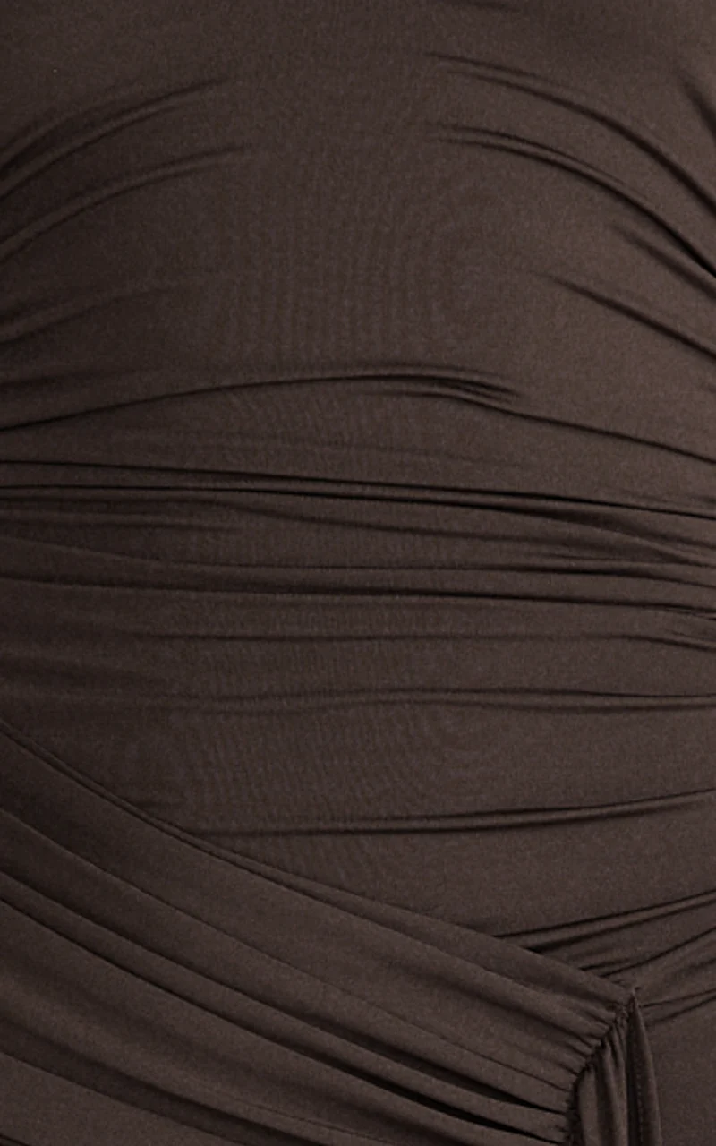 Dixie Maxi Dress - Plunge Halter Low Back Dress in Chocolate