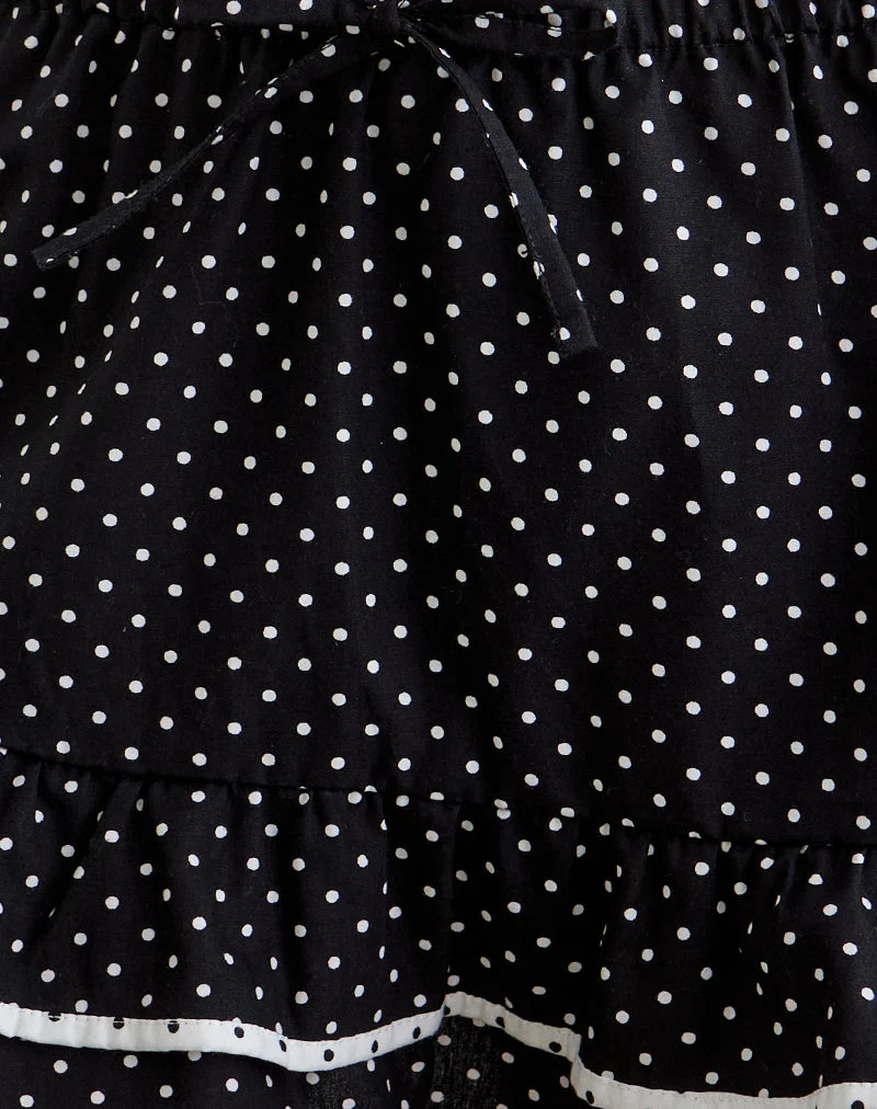 Mini-jupe Yaisu en noir et blanc, avec un imprimé à micro-pois
