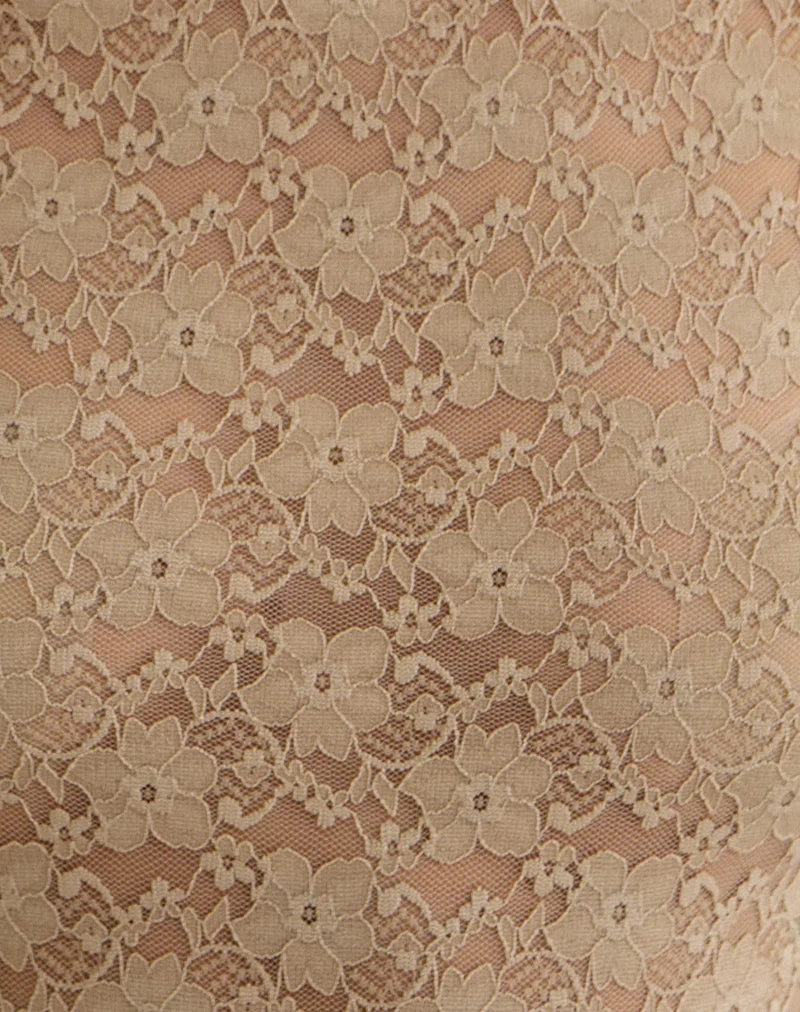 Haut « Keyhole » Jiwon en dentelle kaki