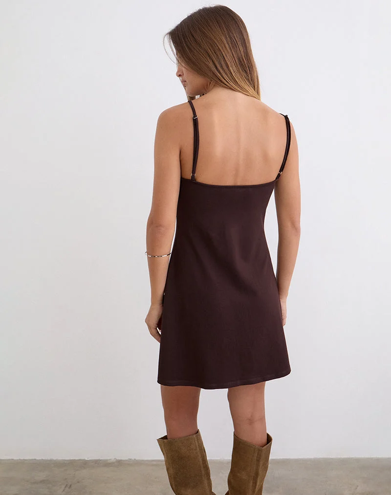 Mini-robe Gustin avec anneau fleuri, couleur chocolat amer