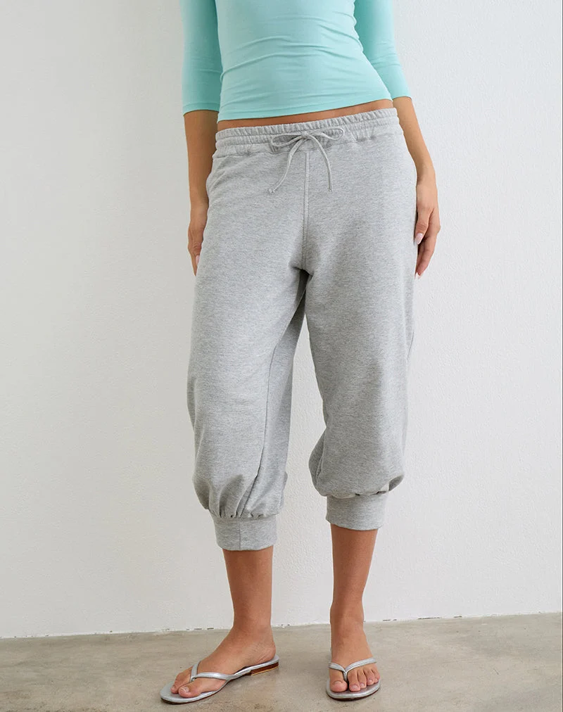 Pantalon de jogging court Kamsy, gris chiné