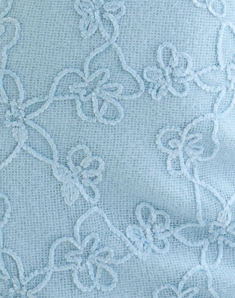 Mini-robe Codami à col licou en maille à paillettes bleu pastel
