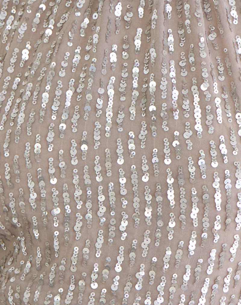 Haut à col licou Beyi en mousseline à paillettes, couleur nude