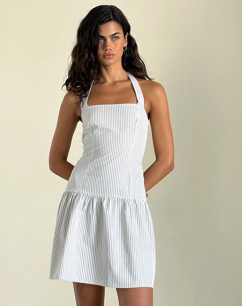 Mini-robe dos nu Panja à petites rayures verticales grises