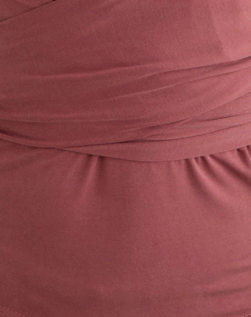 Haut à manches longues Nezuko Multi Tie en cupro, couleur rose foncé