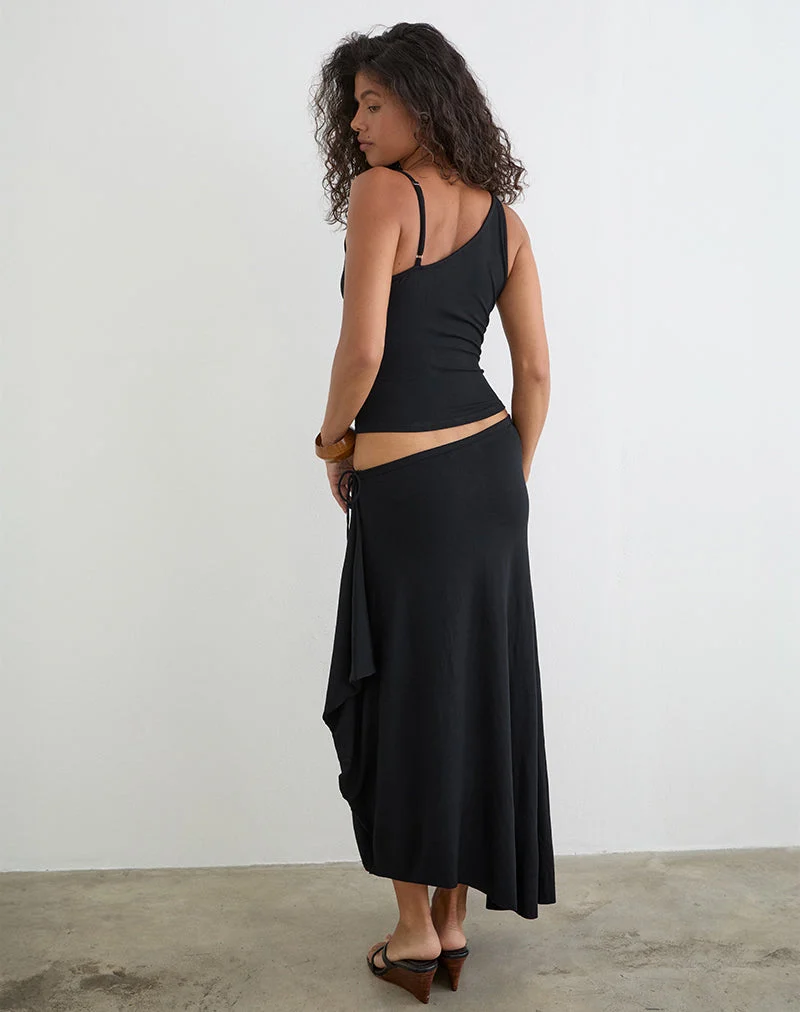 Jupe longue Phemia avec perles, en jersey noir