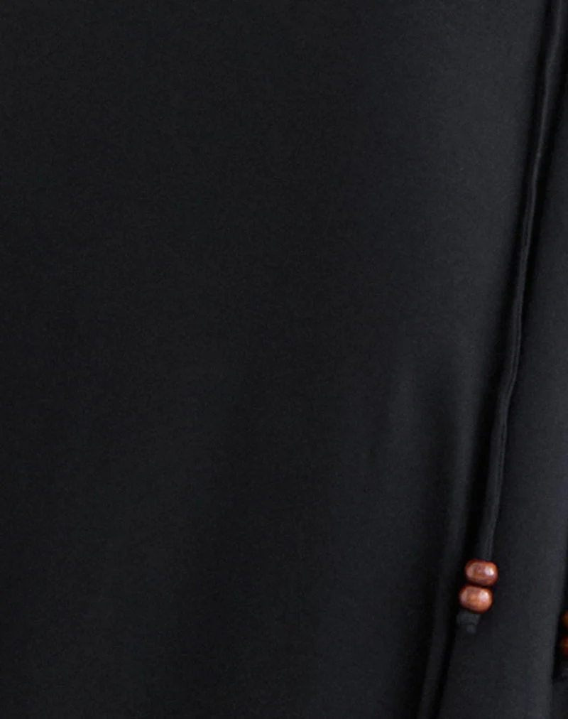 Jupe longue Phemia avec perles, en jersey noir
