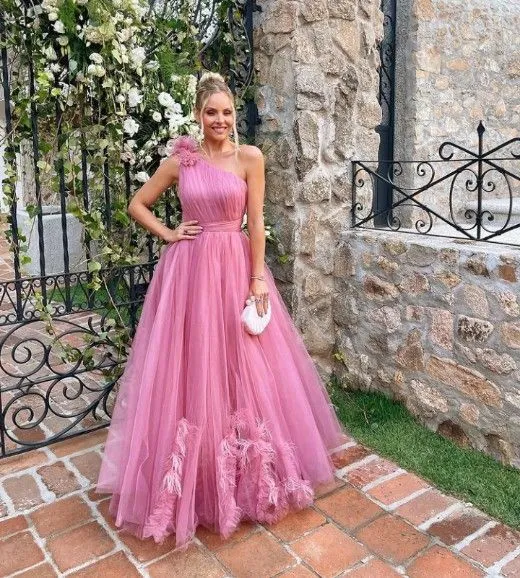 Élégante robe de soirée dos nu rose, superbe robe de soirée