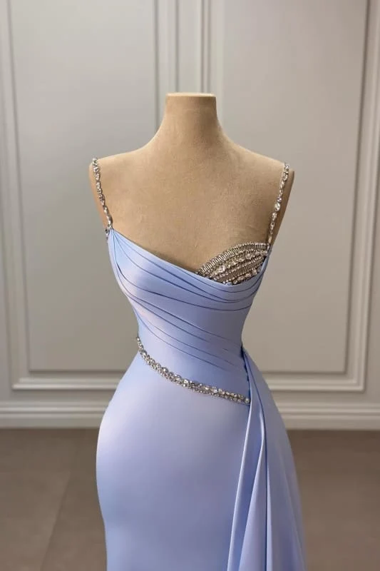 Charmante robe de bal sirène en satin froncé longue avec traîne, élégante robe de soirée