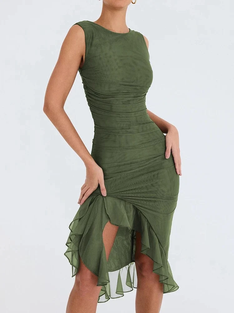 Robe asymétrique drappée élégante