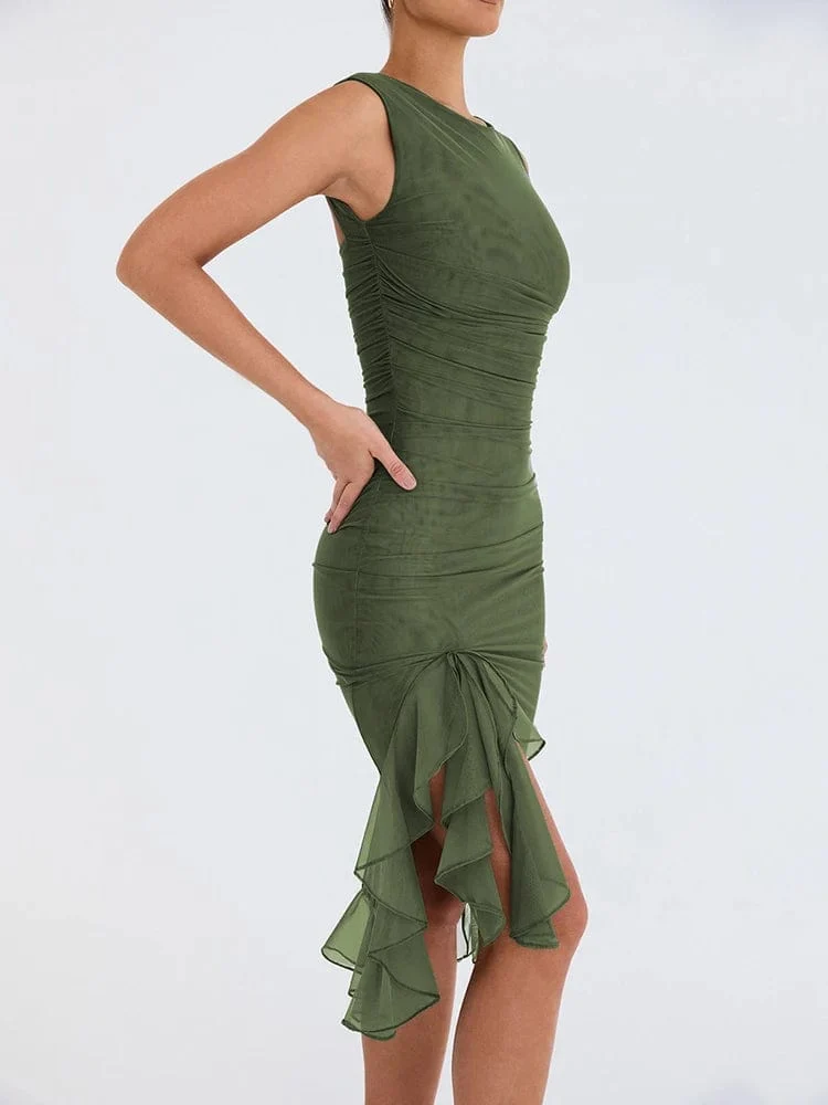 Robe asymétrique drappée élégante