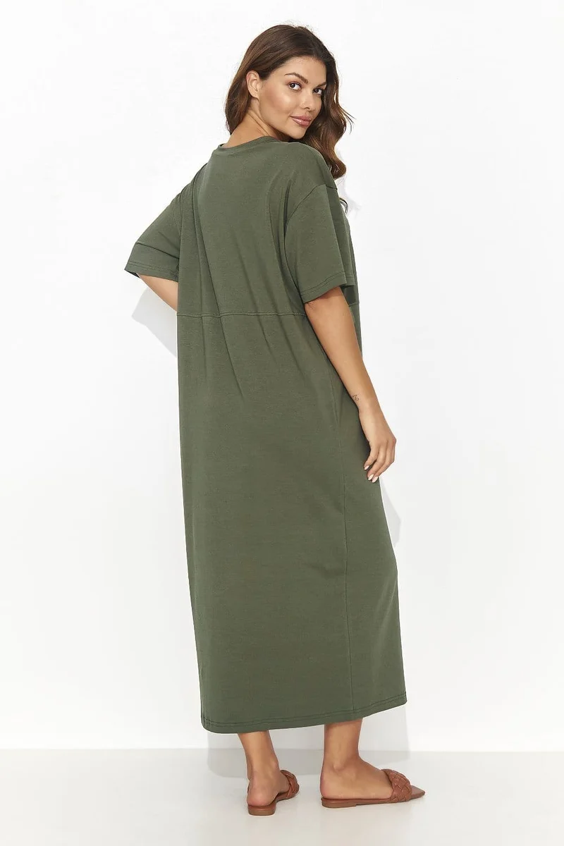 Robe T-shirt verte midi fendue casual