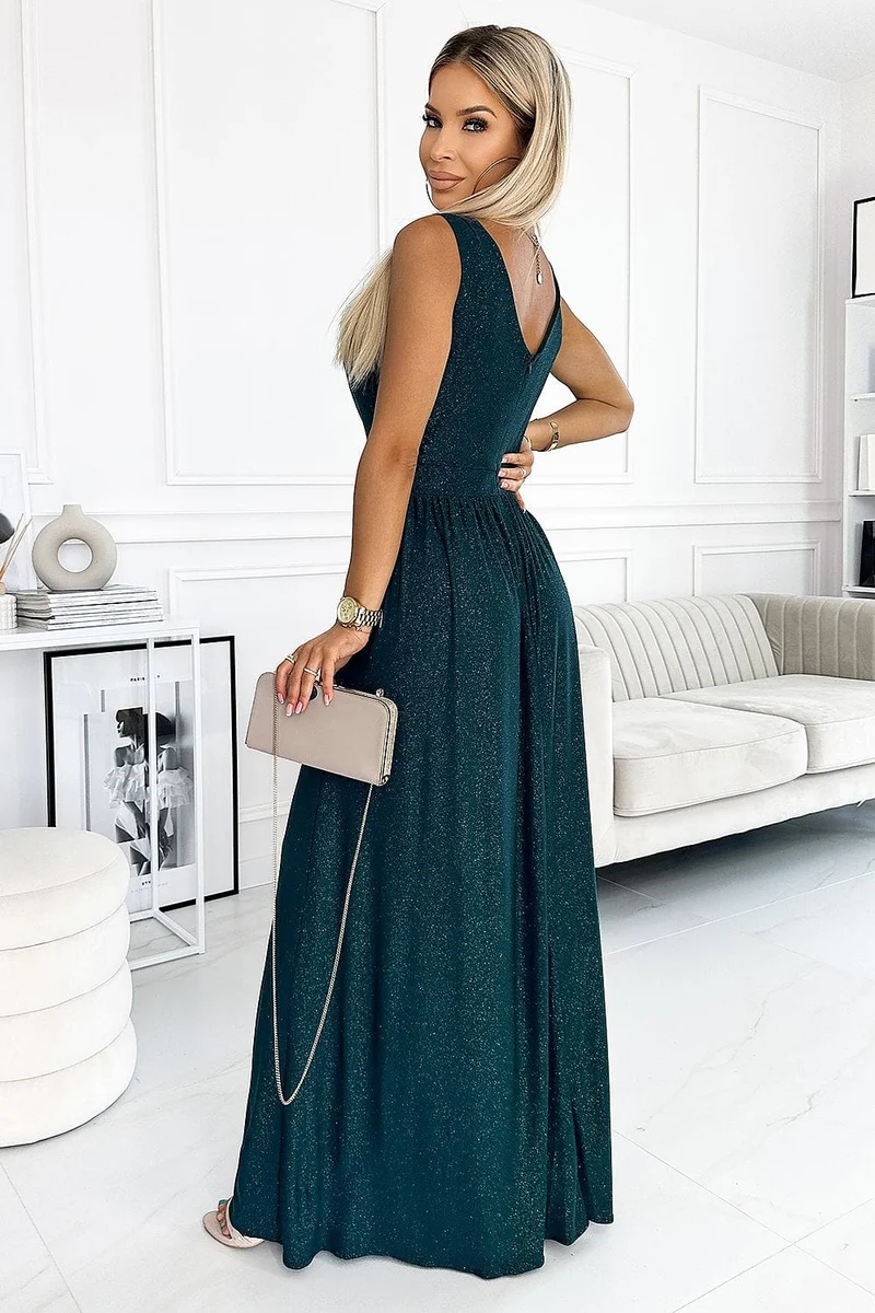Robe maxi scintillante verte