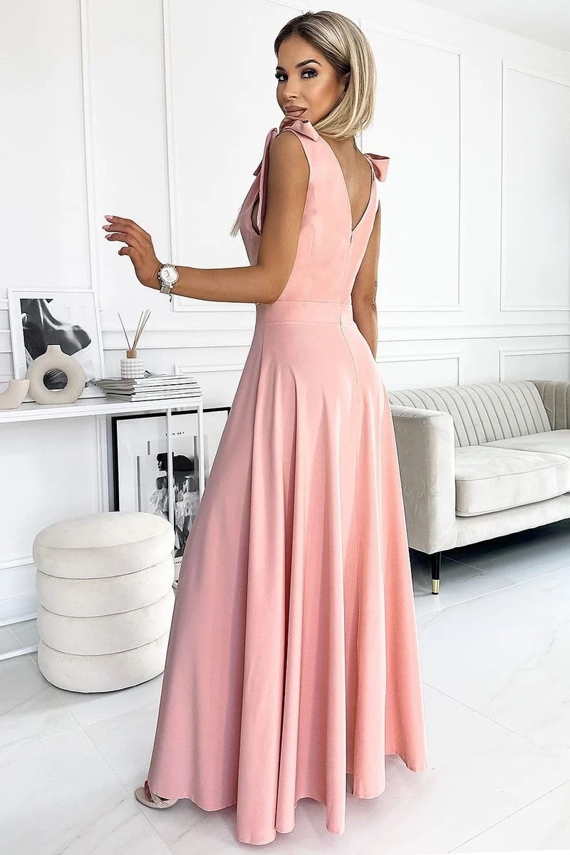 Robe rose bonbon longue fendue