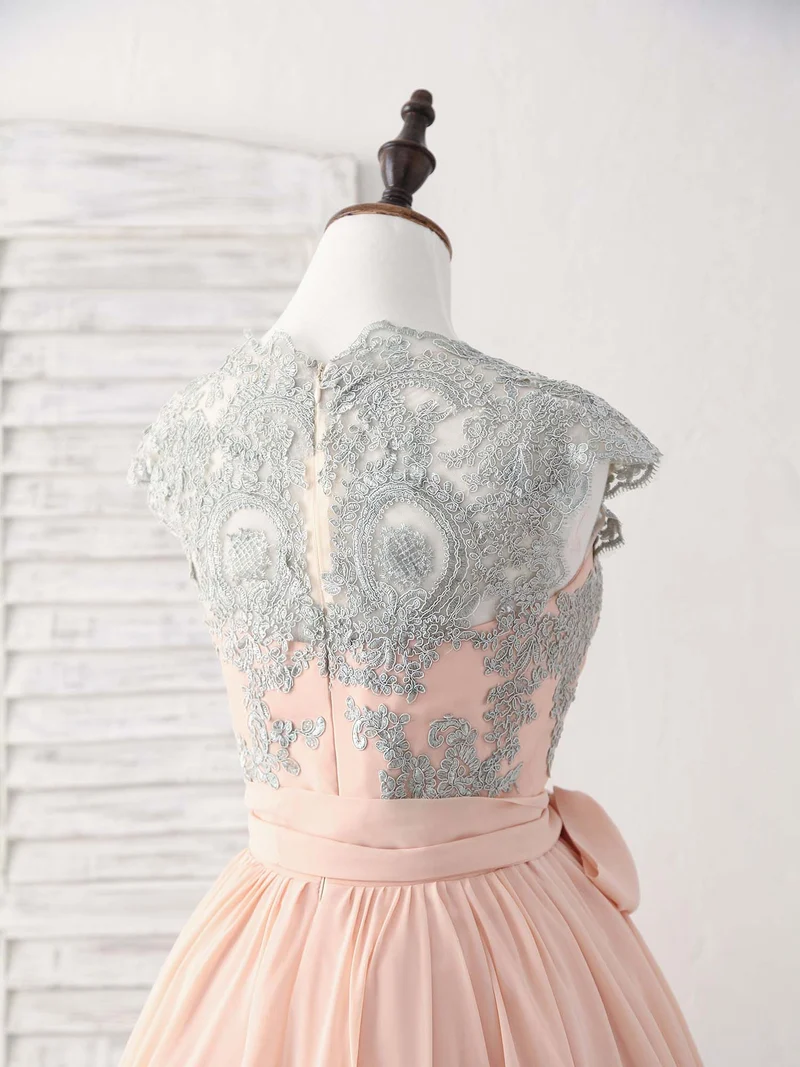 Robe de bal courte rose élégante en dentelle avec décolleté en cœur pour demoiselles d'honneur