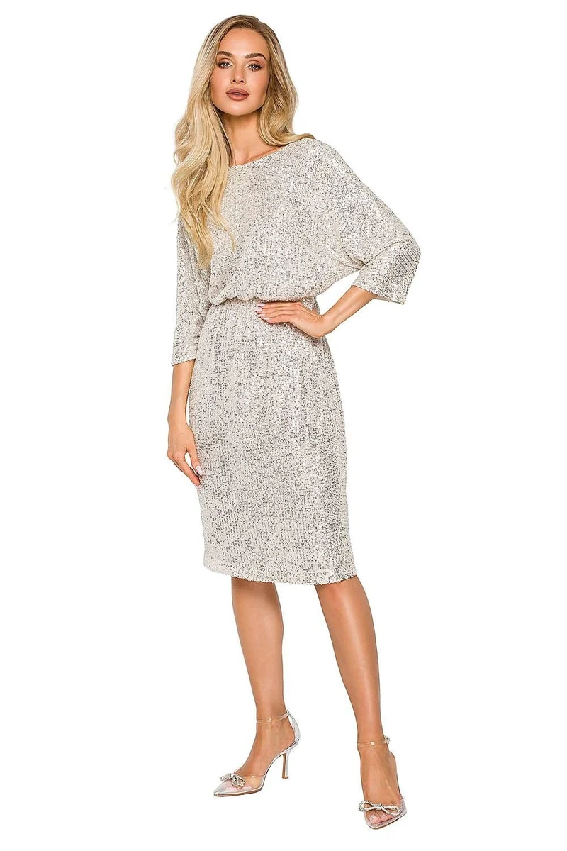 Robe sequin argentée dos nu