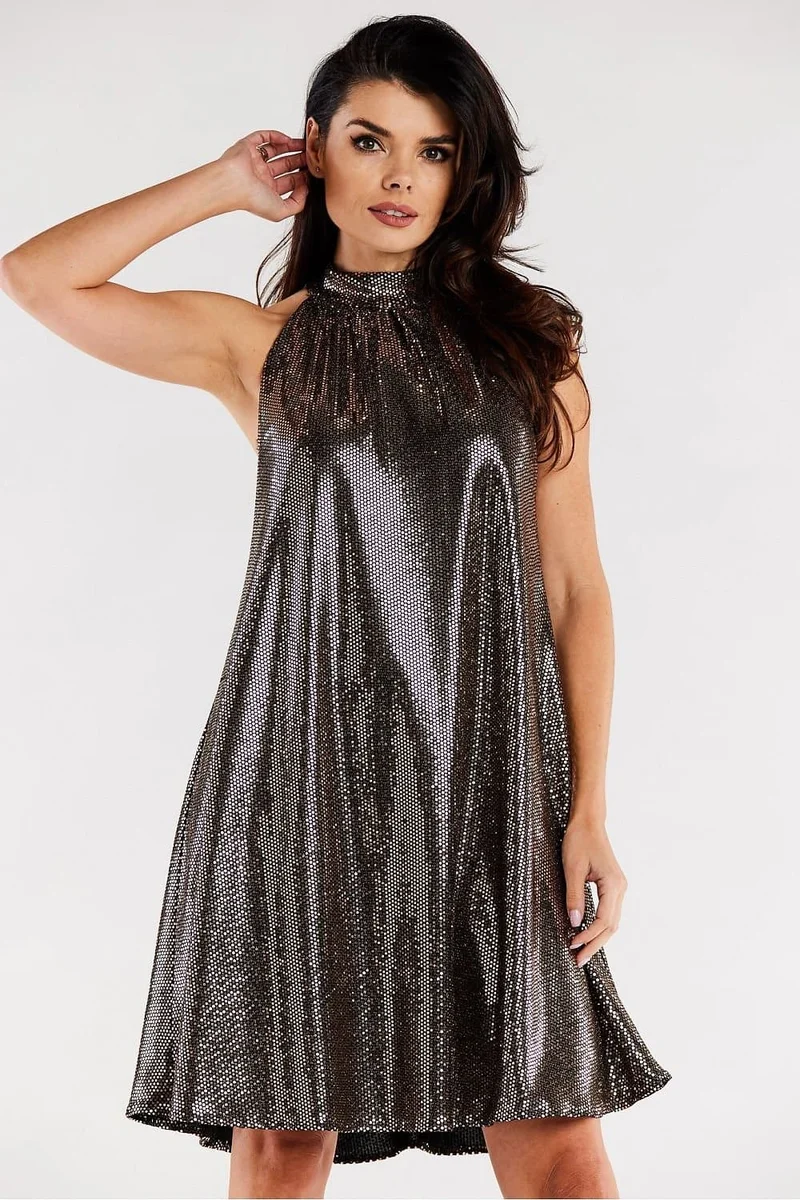 Robe de soirée courte paillette argentée