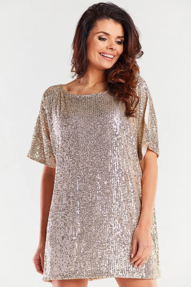 Robe mini à paillettes dorées