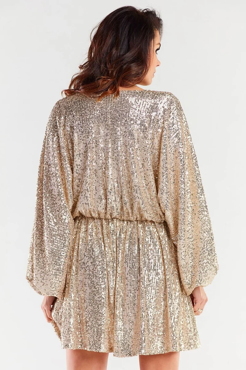 Robe de cocktail paillettée dorée courte