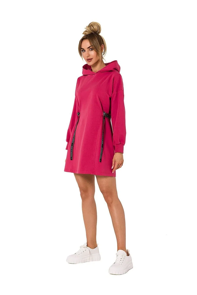 Robe sweat rose courte casual avec capuche
