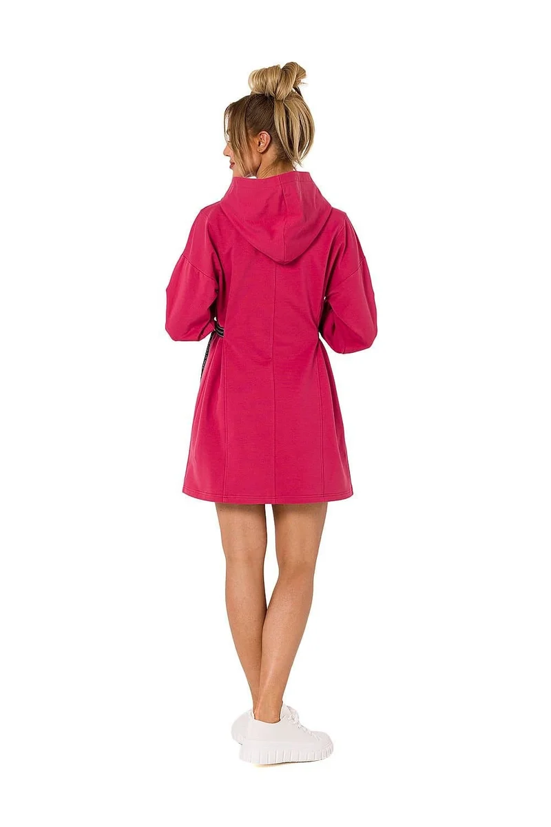 Robe sweat rose courte casual avec capuche