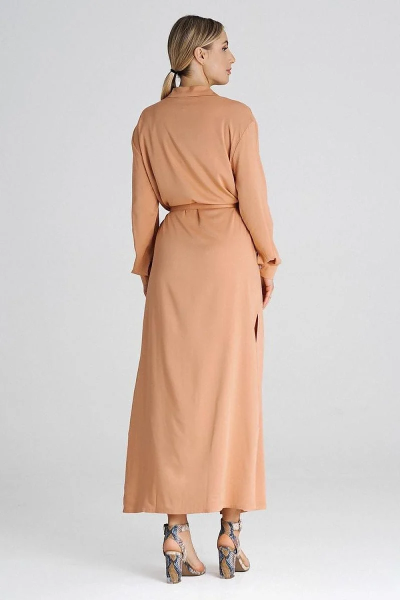 Robe chemise orange pâle décontractée