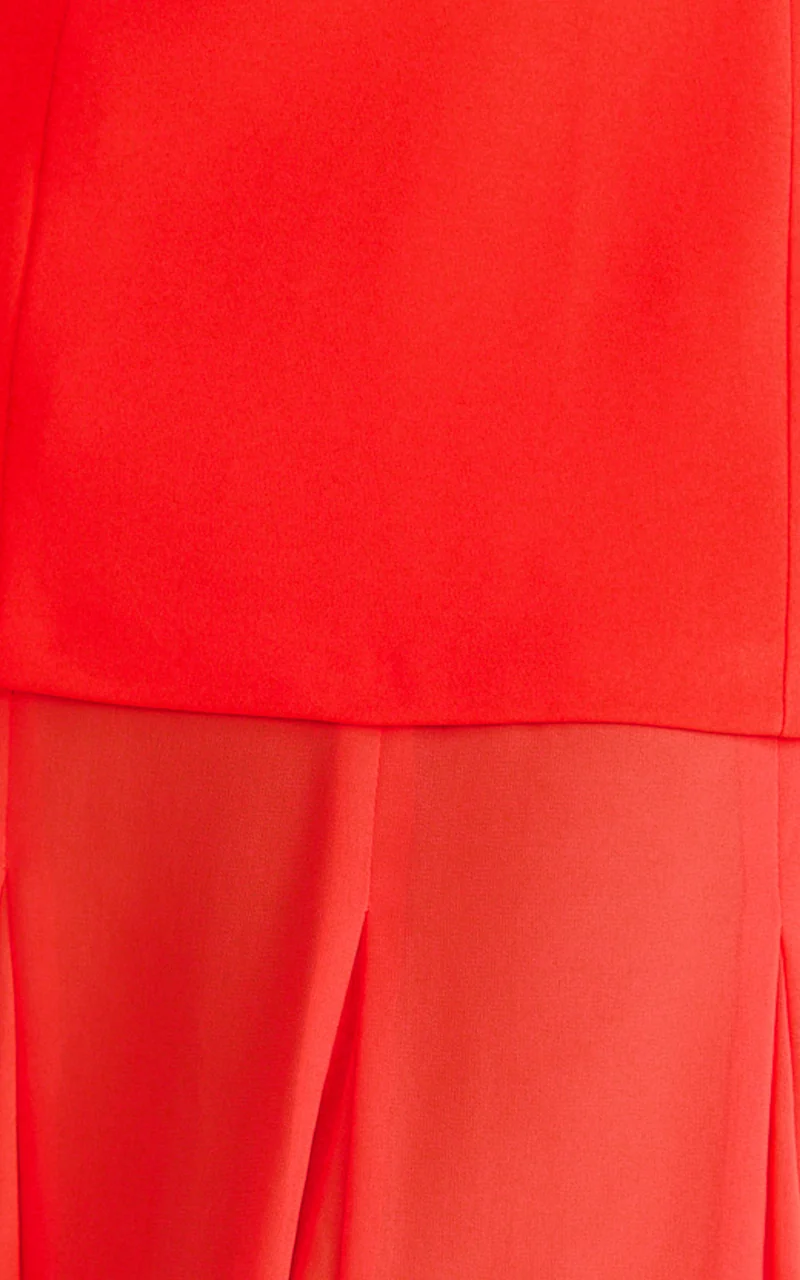 Frances Maxi Dress - Contrast U Neck Godet A Line Dress in Red