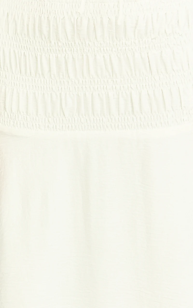 Bianca Midi Skirt - Shirred Yoke Circle Hem Skirt in White