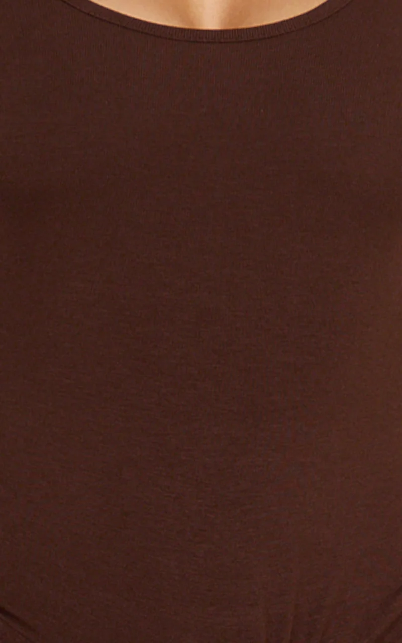 Rosalie Mini Dress - Tie Front Bodycon Wrap Dress in Chocolate