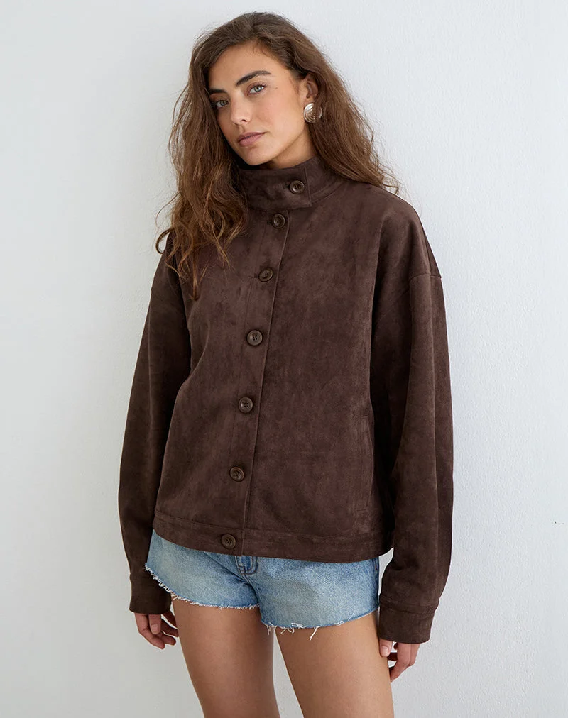 Veste Lastika en simili-daim marron foncé