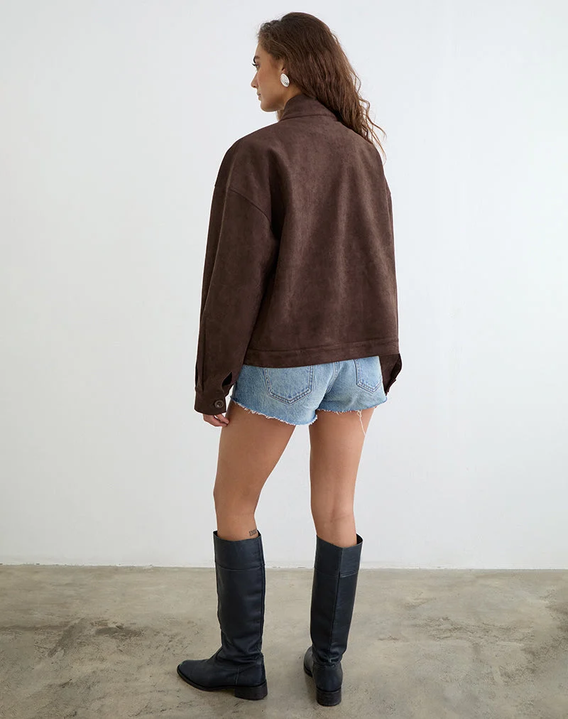 Veste Lastika en simili-daim marron foncé