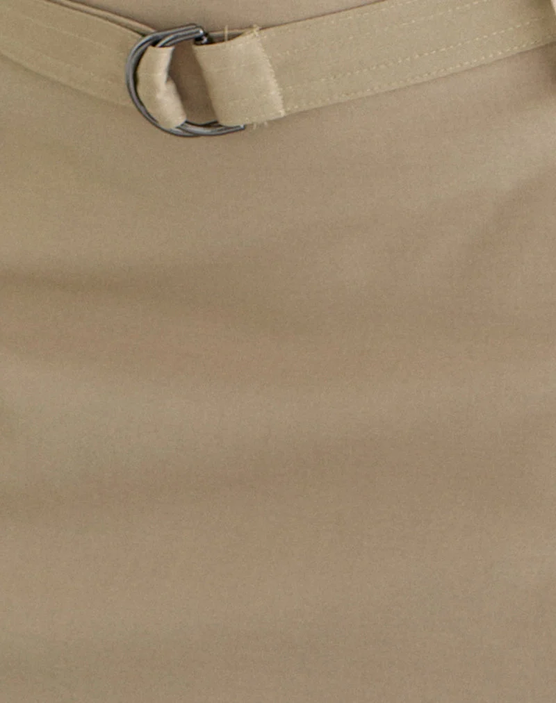 Jupe mi-longue Anica avec ceinture, couleur beige